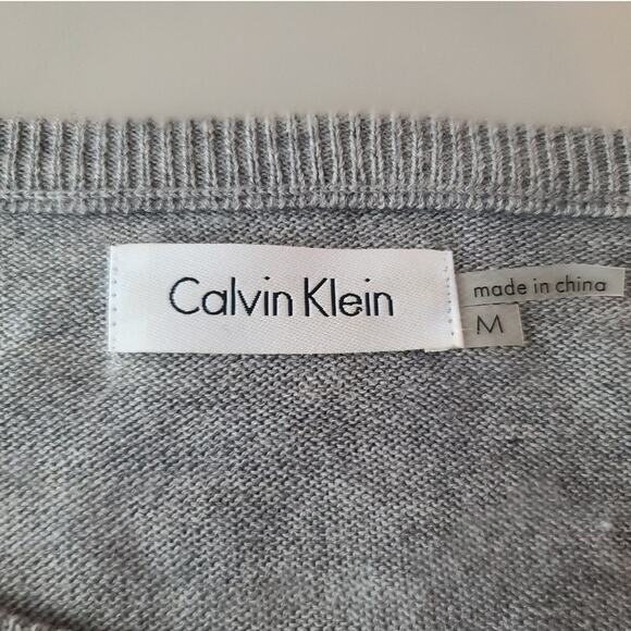 Calvin Klein CK grey black long sleeve pleated sweater dress - medium - Picture 2 of 5